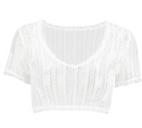 Kelliar Dirndl Bluse Damen Kurzarm Creme V-Ausschnitt Elegant Oktoberfest | Dirndlbluse Spitze.Elegantes und Schönes,Dirndl Bluse,Trachtenblusen,Transparent,Pull-On,Trachten,Schulterfrei,Größe 34-44