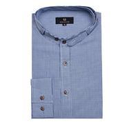 Kelliar Herrenhemd,Herrenhemden Trachtenhemd Herren Hemd Langarm Langärmlig Blau Slim fit Herren Weiß Stehkragen für Trachten Baumwolle Festlichkeiten Trachtenhemden für Oktoberfest Herren Größe L