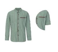 Kelliar Trachtenhemd Herren Hemd Grün Langarm Kariertes Hemd Herren für Trachten Oktoberfest Baumwolle Langarm Grün aus 100% Baumwolle für Oktoberfest Outfit,Größe XXL
