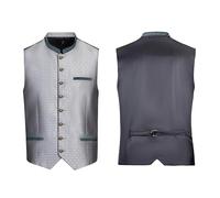 Kelliar Trachtenweste Herren,Trachtenweste Grau Anzugweste Herren Weste aus Jacquard Elegant Trachten-Gilet Samt Wolle Lodenweste für Männer Oktoberfest Herren Größe 56