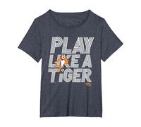 Kelloggs Tony spielt wie EIN Tiger Football Frosted Flakes T-Shirt, Damen Große Größen, Blau Meliert, 3X