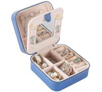 KElofoN Reise-Schmuckkästchen, Reise-Schmuck-Organizer, kleine Schmuckschatulle, Geschenk für Mädchen und Frauen, mit Spiegel (Dunkelblau)
