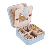 KElofoN Reise-Schmuckkästchen, Reise-Schmuck-Organizer, kleine Schmuckschatulle, Geschenk für Mädchen und Frauen, mit Spiegel (Himmelblau)