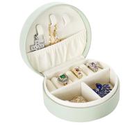 KElofoN Reise-Schmuckkästchen und -box, kleiner Schmuck-Organizer für Mädchen und Frauen (grün, rund)