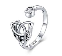 Keltischer Knoten Ring 925 Sterling Silber Keltische Mond Verstellbarer Offener Ring Keltischer Schmuck Geschenke für Damen Frauen Schwester Freunde Herren