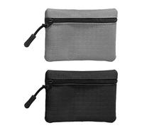 KEMUZ 2 Stück Münzgeldbörsen, Mini Geldbörse aus Oxford-Stoff, Tragbare Kleine Münzbörse mit Reißverschluss, für Kinder, Erwachsene,Unisex(grau+schwarz)