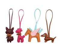 KEMUZ 4Er Set Schlüsselanhänger Pferd Mit Flügeln, Dackel, Giraffe, Fuchs, Niedliche Bag Charms Tieranhänger Aus Pu Leder, Lustige Autodeko Für Frauen, Einzigartiges Geschenk Für Tierliebhaber