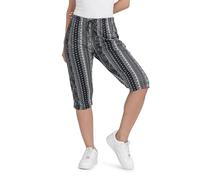 Kendindza 3/4 Hose Chino Shorts Damen Sommer Caprihose Damen Sommer Stretch Damen Caprihose 3/4 Schlupfhose Damen Schwarz 3XL QS34-A