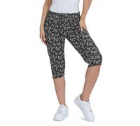 Kendindza 3/4 Hose Chino Shorts Damen Sommer Caprihose Damen Sommer Stretch Damen Caprihose 3/4 Schlupfhose Damen Schwarz XL QS34-F