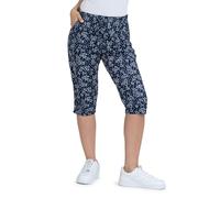 Kendindza 3/4 Hose Chino Shorts Damen Sommer Caprihose Damen Sommer Stretch Damen Caprihose 3/4 Schlupfhose Damen Blau XL QS34-D