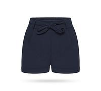 Kendindza Collection Damen Sommer Shorts Kurze Hose mit Schleife zum binden Bermuda Uni-Farben, S-M, Blau