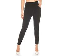 Kendindza Damen-Hose Leggings High-Waist Blickdicht | elastischer Dehnbund | Stretch-Hose mit Hochbund | Stoff-Hose edel & elegant (Schwarz, XXXL)