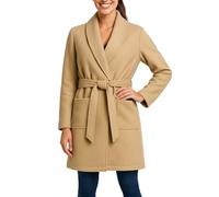 Kendindza Damen Mantel Trenchcoat mit Gürtel OneSize Lang und Kurz (OneSize, Camel Kurz)
