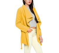 Kendindza Damen Mantel Trenchcoat mit Gürtel OneSize Lang und Kurz (OneSize, Senf Kurz)