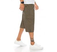 Kendindza Herren Bermuda | 3/4 in Kurze Hose | Gummibund | (Oliv, XL)