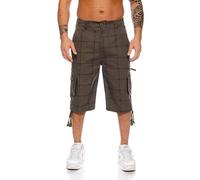 Kendindza Herren Shorts Hose Bermuda Cargo-Shorts 3/4 Sommerhose Capri-Hose Dreiviertel Männer Sommer Herrenshorts kurz Knielang Cargohose Herrenhose Bermudashorts 330 Olive 6XL