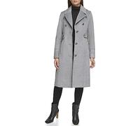Kenneth Cole Damen Jacke aus Wolle in voller Länge Mantel aus Wollmischgewebe, GRAU, XS