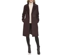 Kenneth Cole Damen Trenchcoat aus solider Wollmischung, Wolle Merlot, XS