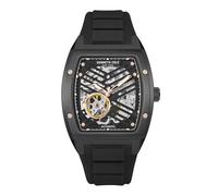 Kenneth Cole Herren Armbanduhr - Luxus Uhr für Männer, Silikonband Armbanduhr, Automatik-Uhrwerk, wasserabweisend, Schnallenband, schlankes Design, analoge Uhr für Männer, Schwarz