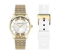 Kenneth Cole New York Damenuhr mit transparentem Zifferblatt, Geschenk-Set, Gold, Einheitsgröße, Armband