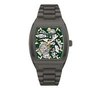 Kenneth Cole New York Herren-Automatikuhr - Skelett-Zifferblatt, gebogenes Gehäuse, zeitgenössischer Stil, Grün - Rotguss-Edelstahl, Armband