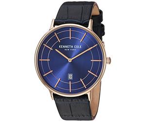 Kenneth Cole New York Herrenuhr Classics japanische Quarzuhr, Edelstahl und Leder