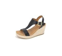 Kenneth Cole REACTION Damen Keilabsatz mit T-förmigem Keilsandalen mit T-Riemen, schwarz, 42.5 EU