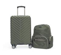 Kenneth Cole REACTION Damen Madison Square Hardside Chevron Erweiterbares Gepäck, Oliv/Blatt für Mich (Leaf It to Me), 2-Piece (20" Carry On + Sophie Backpack), Damen Madison