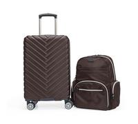 Kenneth Cole REACTION Damen Madison Square Hardside Chevron Erweiterbares Gepäck, Schokoladenbraun, 2-Piece (20" Carry On + Sophie Backpack), Damen Madison Square Hardside