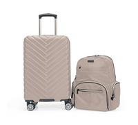 Kenneth Cole REACTION Damen Madison Square Hardside Chevron Erweiterbares Gepäck, Taupe, 2-Piece (20" Carry On + Sophie Backpack), Damen Madison Square Hardside Chevron