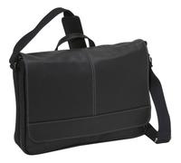 Kenneth Cole REACTION Risky Business Messenger Full-Grain Colombian Leather Crossbody Laptop Case & Tablet Day Bag, Black, One Size