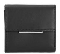 Kenorada Kleinbörse Damen Purus Flap Wallet M | schicke Geldbörse für Damen | aus hochwertigem Echtleder | geteiltes Münzfach mit Druckknopf | 7 Kartenfächer für Kreditkarten (schwarz)