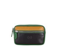 Kenorada Schlüsseletui Felin | Schlüssel Etui aus hochwertigem Echtleder | zwei Schlüsselringe innen | Reißverschlussfach vorne (black)