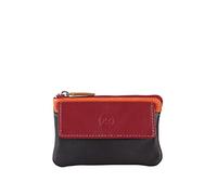 Kenorada Schlüsseletui Turi | Schlüssel Etui aus hochwertigem Echtleder | zwei Schlüsselringe innen | Reißverschlussfach und Steckfach mit Druckknopf (black)