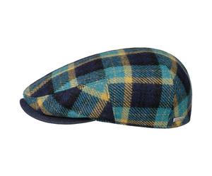 Kent Genola Wool Check Flatcap by Stetson blau S (54-55 cm)