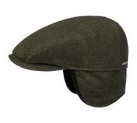 Stetson Kent Wool Flat Cap Herren Made in EU Kaschmir Herbst Winter Ohrenklappen Schirmmütze dunkelgrün XXL (62-63 cm)