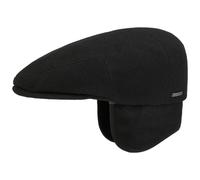 Stetson Kent Wool Ohrenklappen Flatcap Herren | Made in Germany | Schiebermütze mit Ohrenklappen | Flat Cap mit Kaschmir schwarz | Ohrenmütze Herbst/Winter | Schirmmütze Gr.L