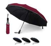 KEPLIN Faltbarer Reise-Regenschirm, kompakt, mit Etui, automatisches Öffnen und Schließen, winddicht, stark, Golf-10 Rippen, faltbar, kompakter, winddichter Regenschirm, Cabernet, Einheitsgröße