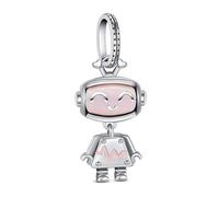KEQ 925 Sterling Silber Emaille Bestie Bot Roboter Charm-Anhänger für Frauen Armband und Halskette als Geschenke Für Mädchen, Tochter, Enkelin, Nichte, Geburtstag von Mama und Freunden