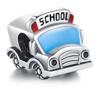 KEQ 925 Sterlingsilber Kollektion Reise und Hobby Kompass Damen Charm Anhängerperlen kompatibel mit Pandora sowie europäischen Armbändern und Halsketten für Frauen (Schulbus-party Auto)