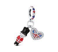 KEQ Charm-Anhänger Königliche Wache Silber 925 Sterlingsilber England London King Queen Guard Wache United Kingdom Soldat Polizei - Bettelarmband