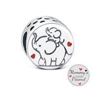 KEQ Elefant Mutter 925 Sterling Silber Charm Anhänger für Armband Charm Silber Mommy's Litter Peanut Bead Pendant für Europäische Armbänder Halsketten Schmuck Geschenk für Damen Frauen Muttertag