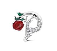 KEQ Frauen 925 Sterling Silber Charms 26 A-Z Rugosa-Rose Buchstaben Bead Anhänger für Armbänder Charms kompatibel mit europäischen Armbänder für Frauen Fit Pandora Anhängers Charms Letter (P)