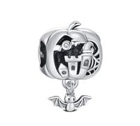 KEQ Halloween Villains Böse Königin Apfel für Frauen Anhänger Charm aus 925er Sterlingsilber,Horror Kürbislaterne mit Händen, kompatibel mit Pandora-Armbandn
