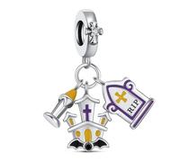 KEQ Halloween Villains Böse Königin Apfel für Frauen Anhänger Charm aus 925er Sterlingsilber,Horror Kürbislaterne mit Händen, kompatibel mit Pandora-Armbandn