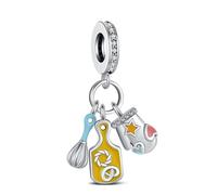 KEQ Kuchen Backen Bäcker 925 Sterling Silber Charm Anhänger für Armband Charm Silber Bead Pendant für Europäische Armbänder Halsketten Schmuck Geschenk für Damen Frauen Muttertag