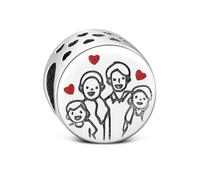 KEQ Pack of 2 Clip Spacer Charms for Bracelets, 925 Sterling Silver with CZ, Shell, Pink Pave Family Always, Sun Twinkling Stars Stopper, Birthday, Christmas, Women (Blue CZ)