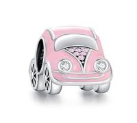 KEQ Rosa Auto Charms 925 Silber führerschein bestanden geschenk Anhänger für Armband Charm Bead Pendant für Europäische Armbänder Halsketten WeiWeihnachts geschenk für Fraue