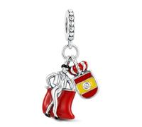 KEQ Silber Kollektion Reise Hobby Charm Anhänger für Pandora Armbänder | 925 Sterling Silber Germany Beer Abzeichen Charm Anhänger Souvenir Abschiedsgeschenk für Urlaub, Auslandsreise, Work Travel
