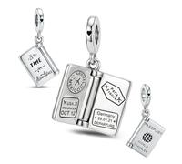 KEQ Silber Kollektion Reise Hobby Charm Anhänger für Pandora Armbänder | 925 Sterling Silber Germany Beer Abzeichen Charm Anhänger Souvenir Abschiedsgeschenk für Urlaub, Auslandsreise, Work Travel